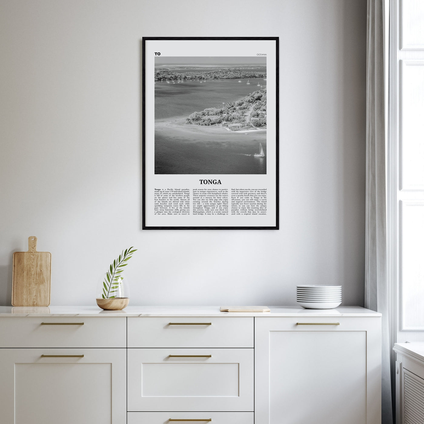 Tonga Travel B&W Poster