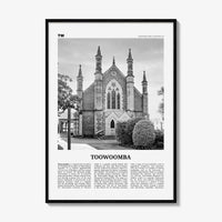 Toowoomba Print Black and White, Toowoomba Wall Art, Toowoomba Poster, Toowoomba Photo, Toowoomba Wall Décor, Toowoomba Map, Australia