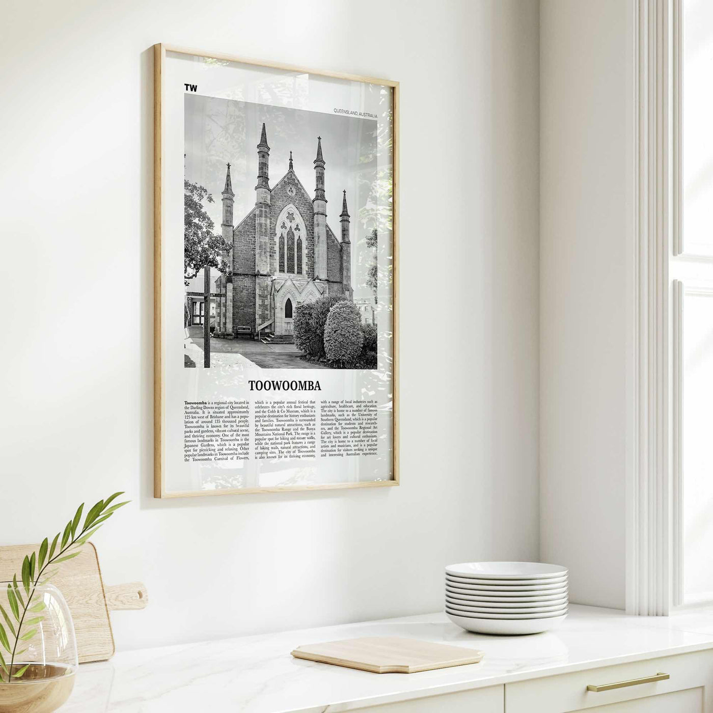 Toowoomba Print Black and White, Toowoomba Wall Art, Toowoomba Poster, Toowoomba Photo, Toowoomba Wall Décor, Toowoomba Map, Australia