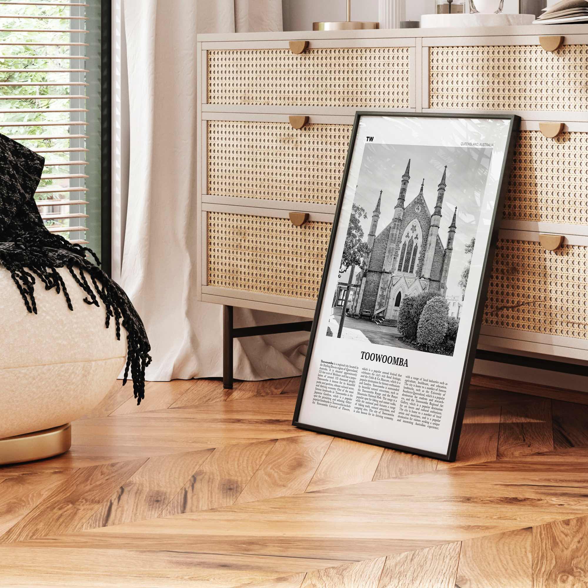 Toowoomba Print Black and White, Toowoomba Wall Art, Toowoomba Poster, Toowoomba Photo, Toowoomba Wall Décor, Toowoomba Map, Australia