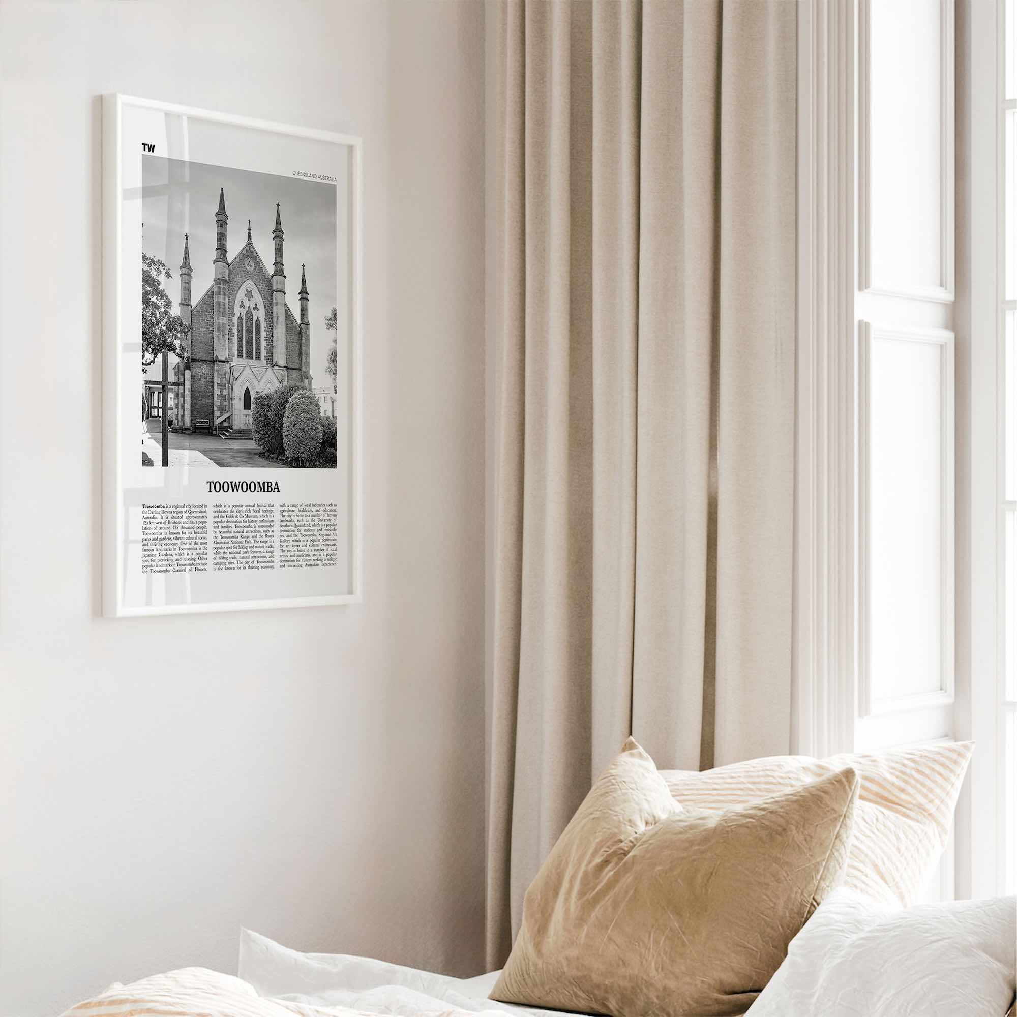 Toowoomba Print Black and White, Toowoomba Wall Art, Toowoomba Poster, Toowoomba Photo, Toowoomba Wall Décor, Toowoomba Map, Australia