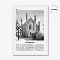 Toowoomba Print Black and White, Toowoomba Wall Art, Toowoomba Poster, Toowoomba Photo, Toowoomba Wall Décor, Toowoomba Map, Australia