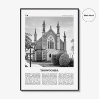 Toowoomba Print Black and White, Toowoomba Wall Art, Toowoomba Poster, Toowoomba Photo, Toowoomba Wall Décor, Toowoomba Map, Australia