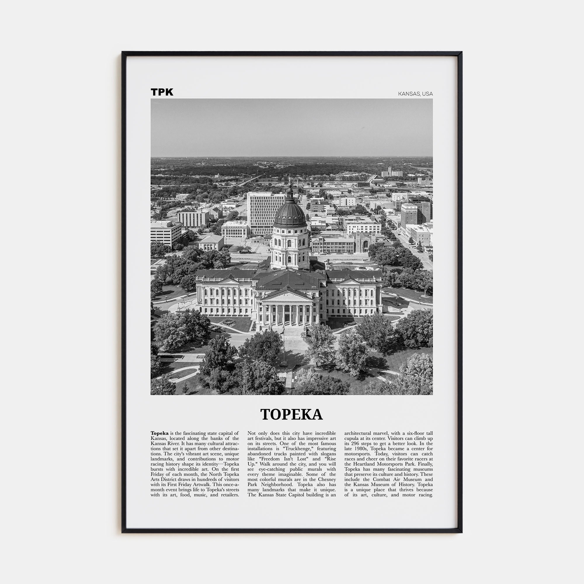 Topeka Travel B&W Poster