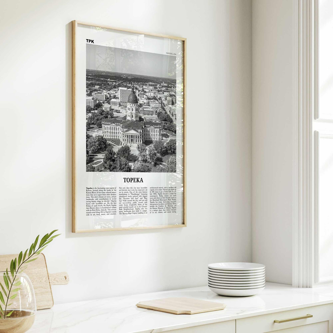 Topeka Print Black and White, Topeka Wall Art, Topeka Poster, Topeka Photo, Topeka Wall Décor, Topeka Map, Kansas, USA