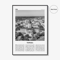 Topeka Print Black and White, Topeka Wall Art, Topeka Poster, Topeka Photo, Topeka Wall Décor, Topeka Map, Kansas, USA