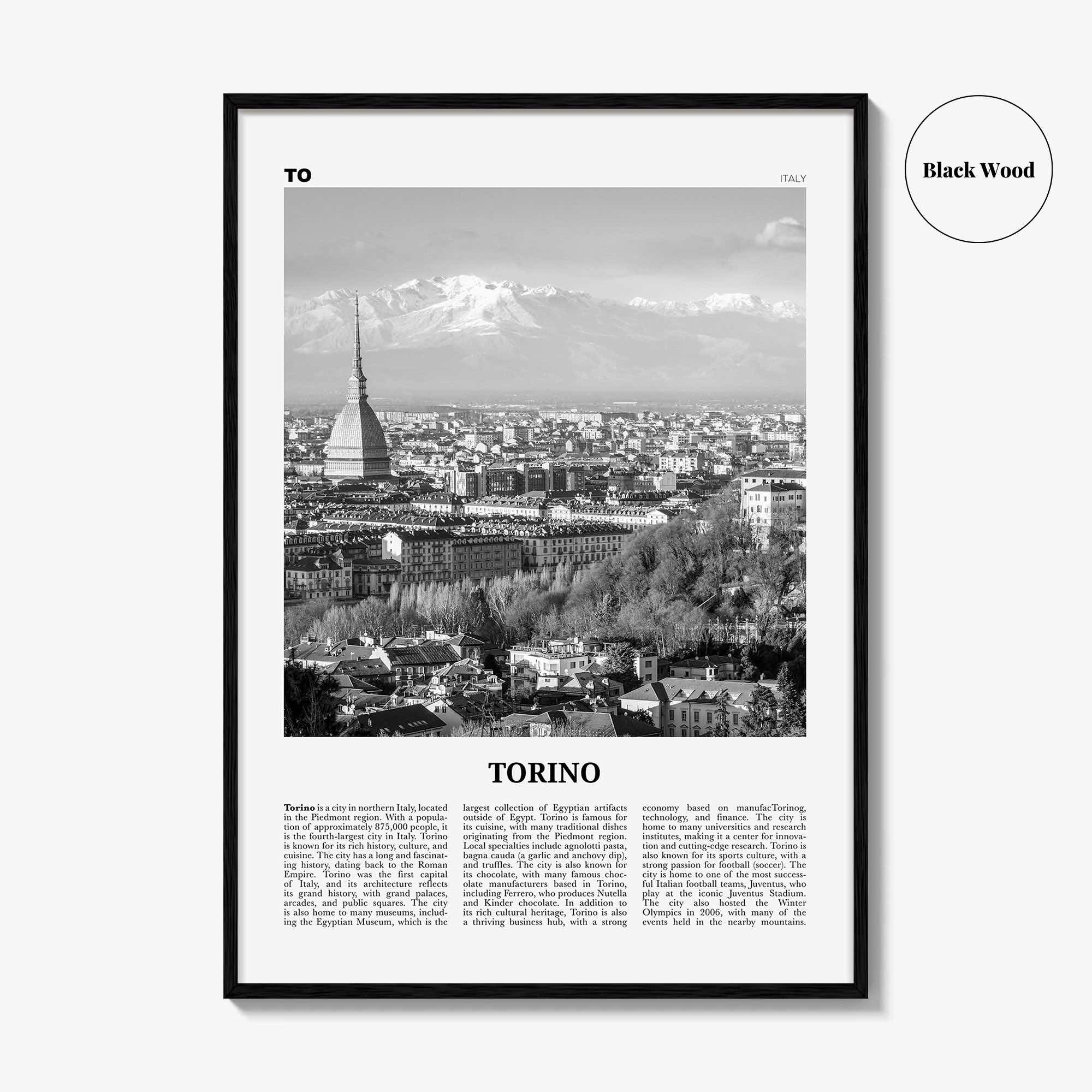 Torino Print Black and White, Torino Wall Art, Torino Poster, Torino Photo, Torino Wall Décor, Torino Map, Italia