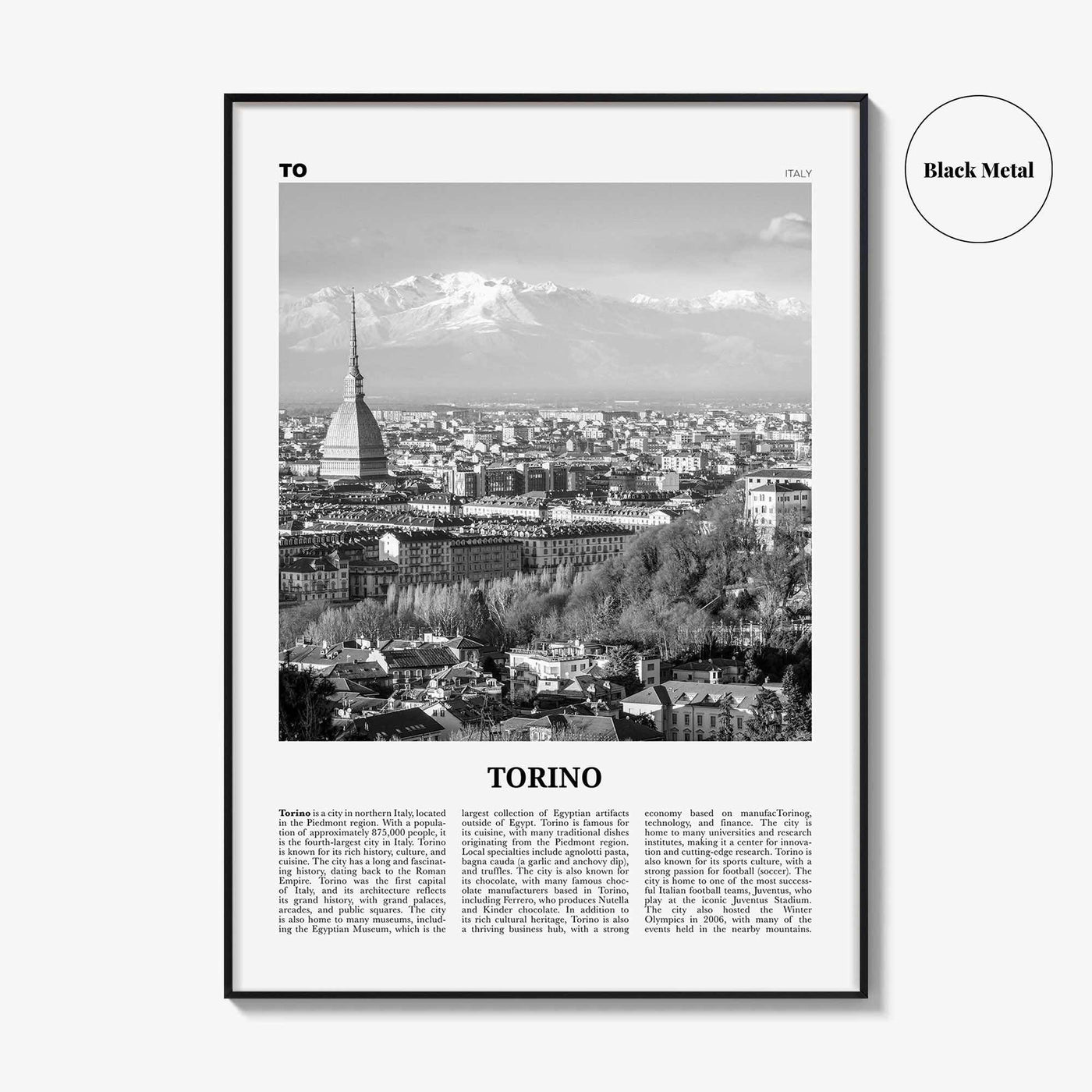 Torino Print Black and White, Torino Wall Art, Torino Poster, Torino Photo, Torino Wall Décor, Torino Map, Italia