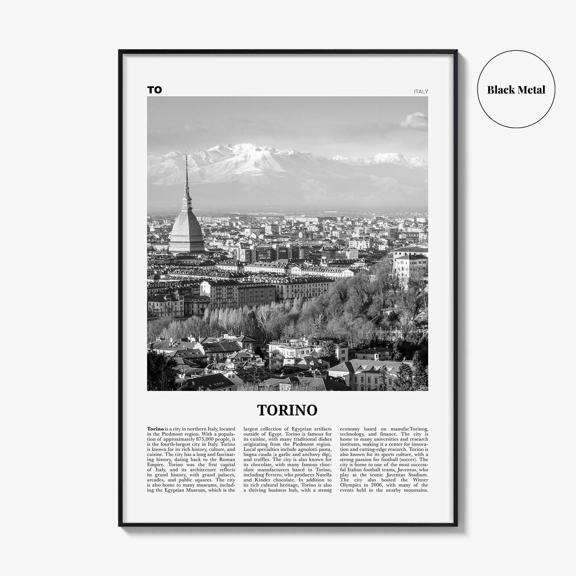 Torino Print Black and White, Torino Wall Art, Torino Poster, Torino Photo, Torino Wall Décor, Torino Map, Italia