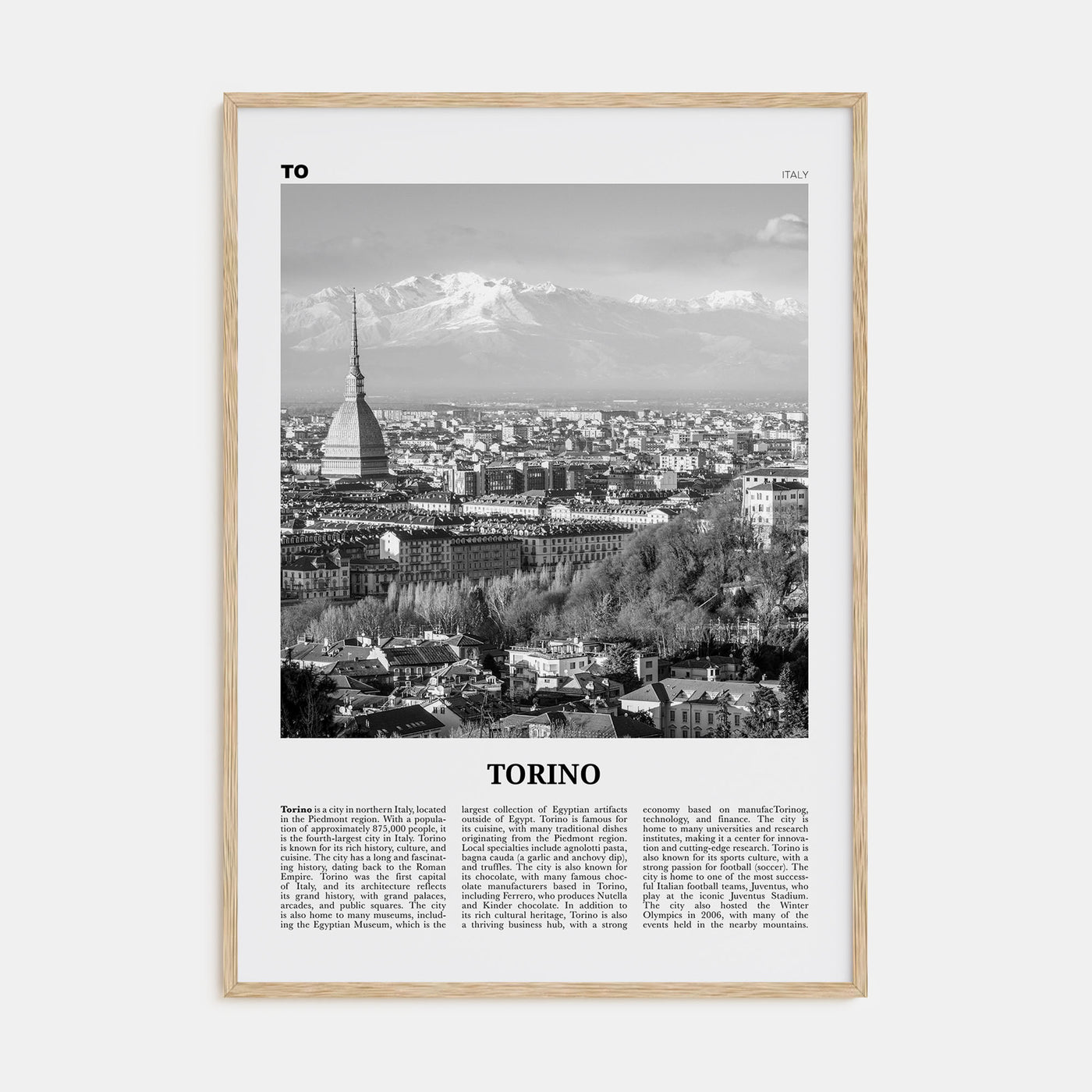 Torino Travel B&W Poster