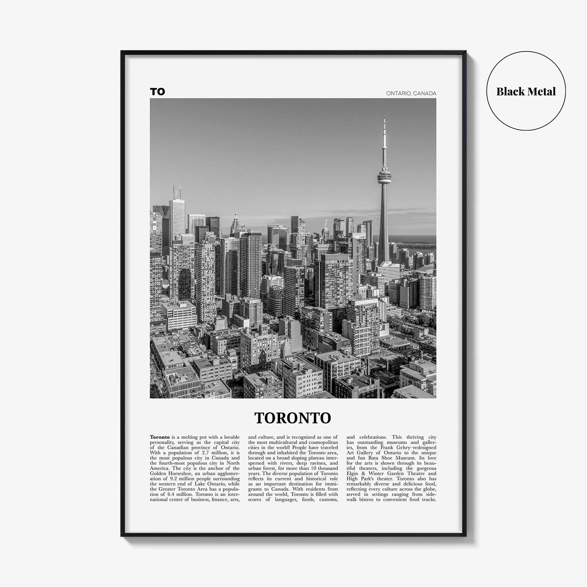 Toronto Print Black and White No 1, Toronto Wall Art, Toronto Poster, Toronto Photo, Toronto Wall Decor, Ontario, Canada, North America