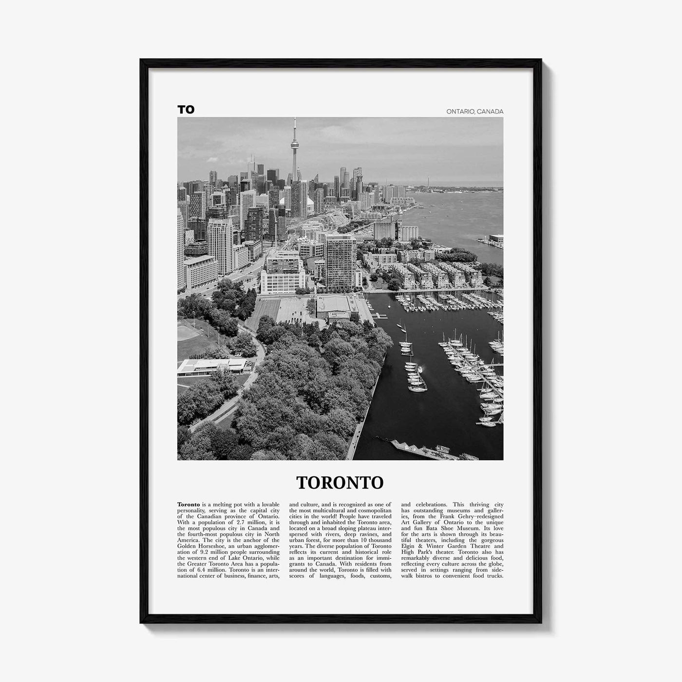 Toronto Print Black and White No 2, Toronto Wall Art, Toronto Poster, Toronto Photo, Toronto Wall Decor, Ontario, Canada, North America