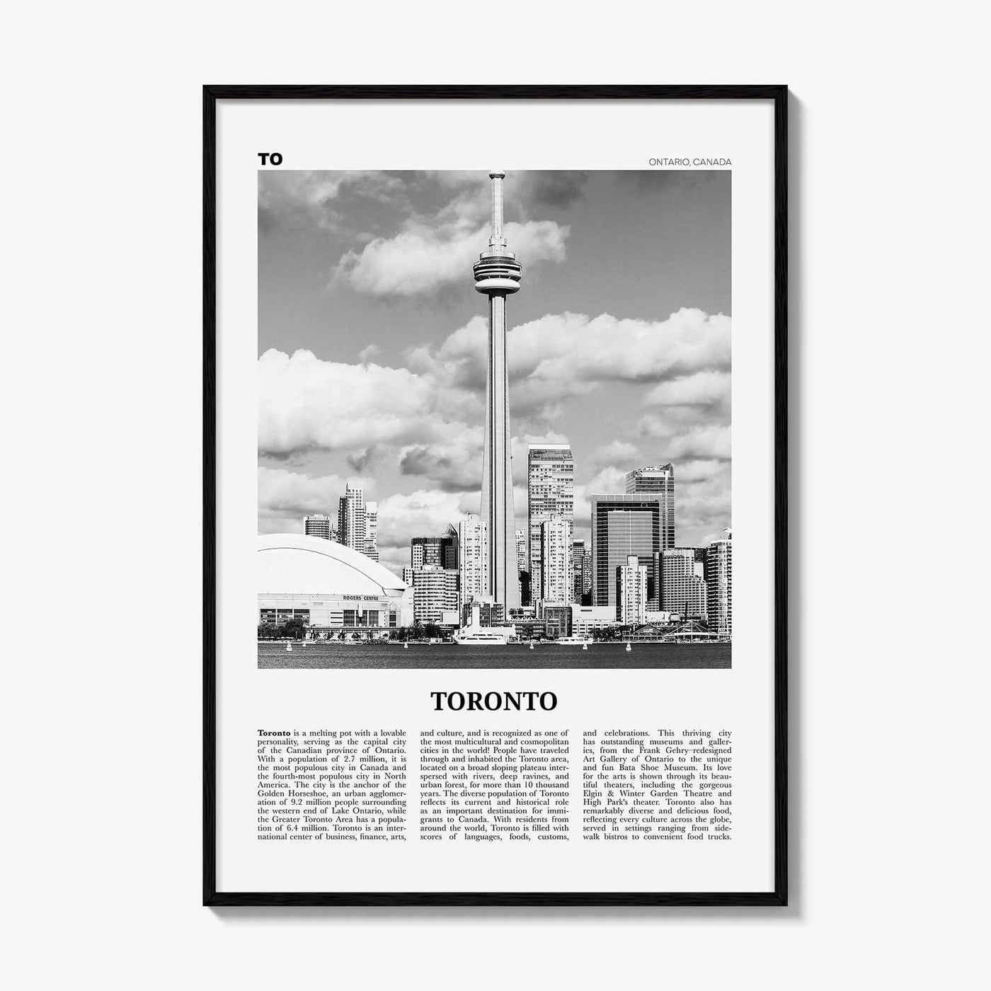 Toronto Print Black and White No 3, Toronto Wall Art, Toronto Poster, Toronto Photo, Toronto Wall Decor, Ontario, Canada, North America