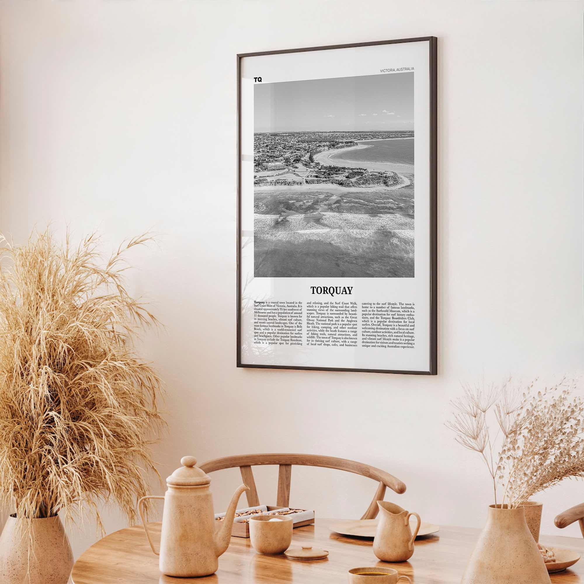 Torquay Print Black and White, Torquay Wall Art, Torquay Poster, Torquay Photo, Torquay Wall Décor, Torquay Map, Australia