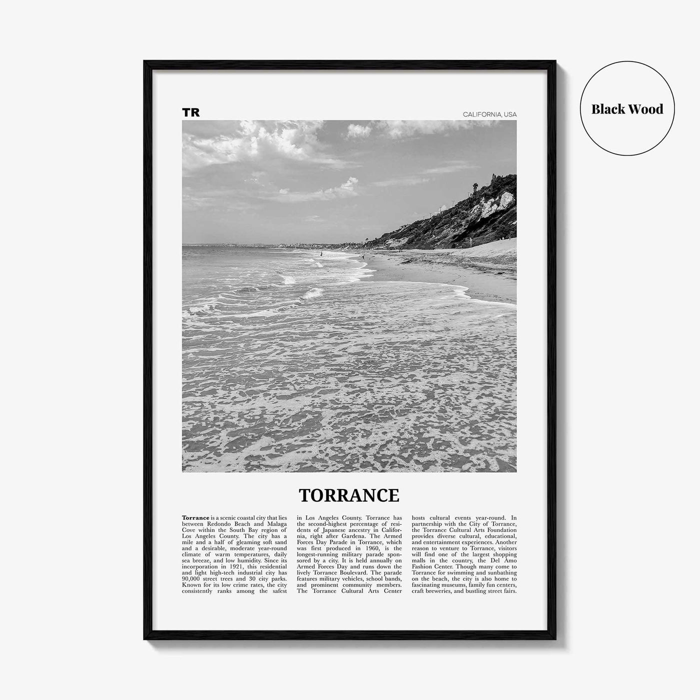 Torrance Print Black and White, Torrance Wall Art, Torrance Poster, Torrance Photo, Torrance Wall Decor, California, USA, United States
