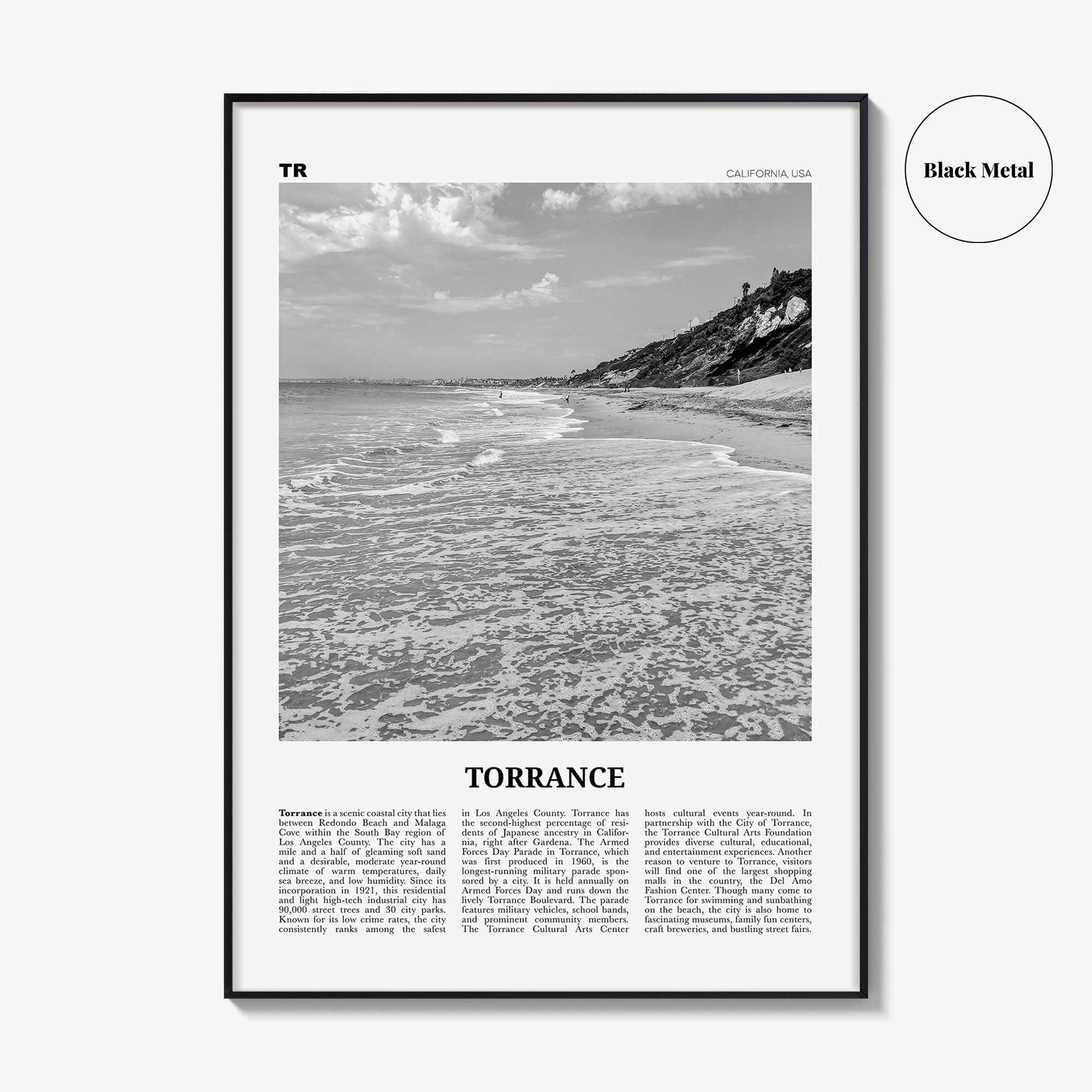 Torrance Print Black and White, Torrance Wall Art, Torrance Poster, Torrance Photo, Torrance Wall Decor, California, USA, United States