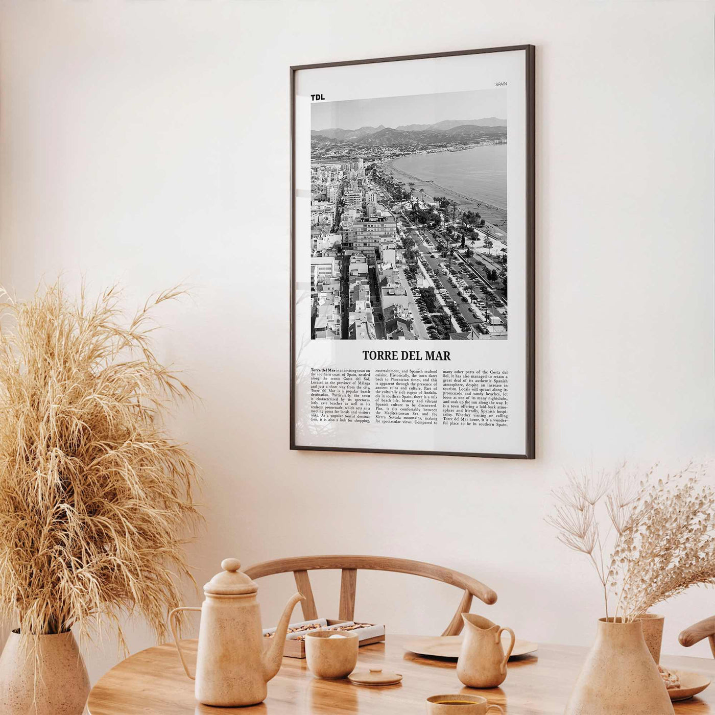 Torre del Mar Print Black and White, Torre del Mar Art, Torre del Mar Poster, Torre del Mar Photo, Torre del Mar Décor, Torre del Mar Map