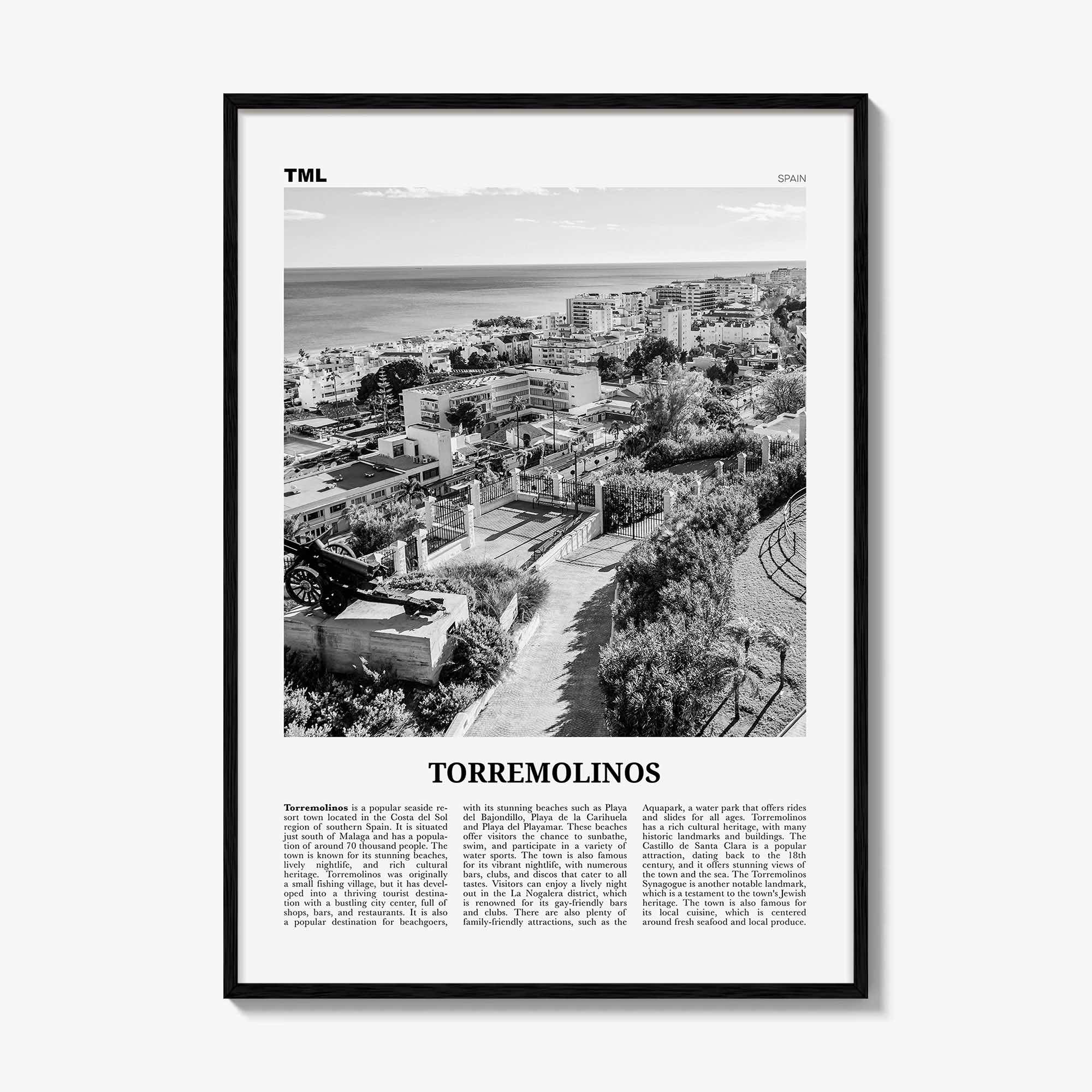 Torremolinos Print Black and White, Torremolinos Wall Art, Torremolinos Poster, Torremolinos Photo, Torremolinos Décor, Torremolinos Map