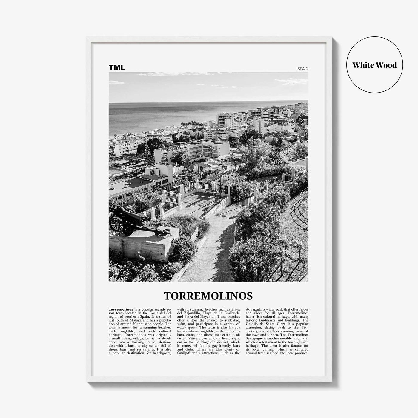 Torremolinos Print Black and White, Torremolinos Wall Art, Torremolinos Poster, Torremolinos Photo, Torremolinos Décor, Torremolinos Map
