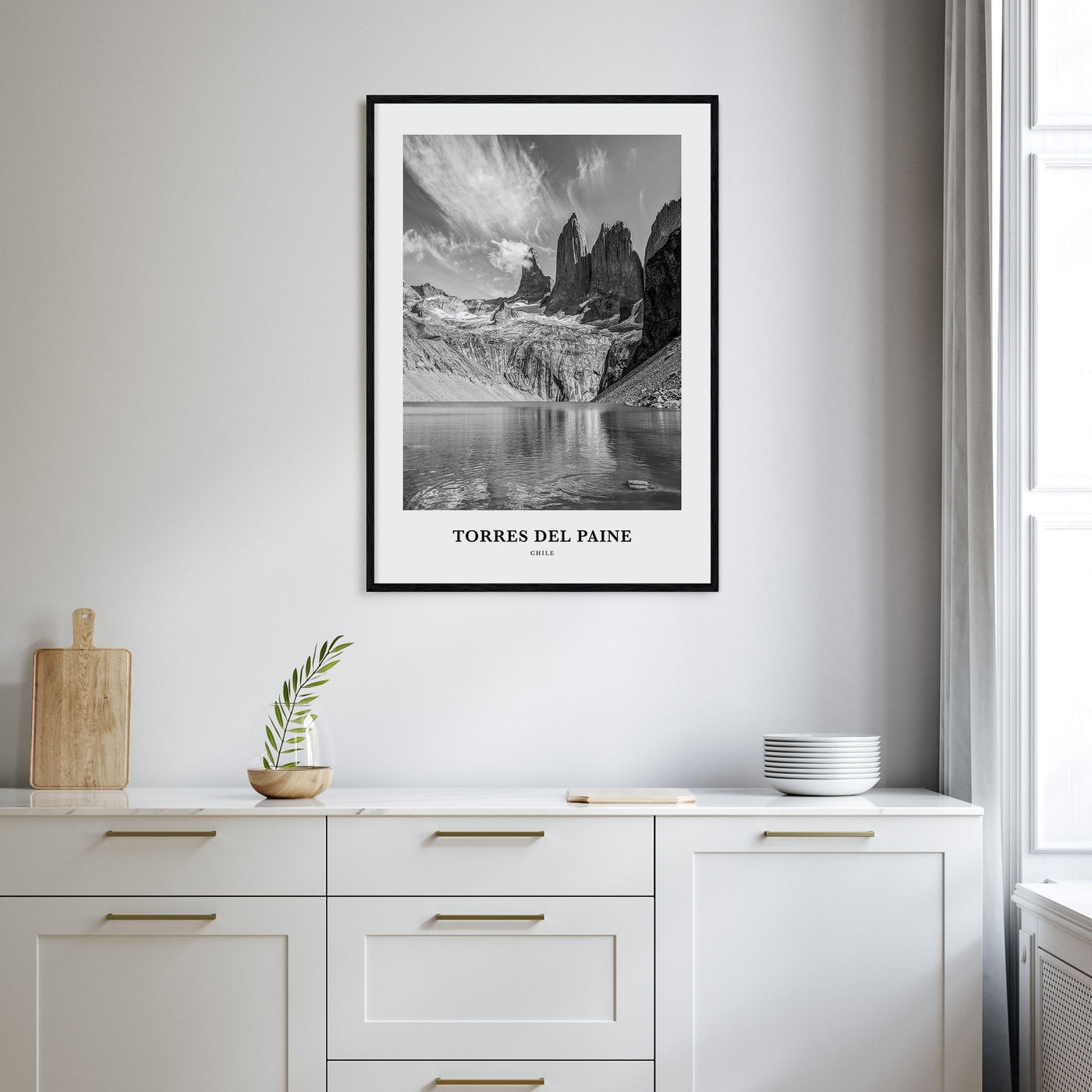 Torres del Paine Portrait B&W Poster