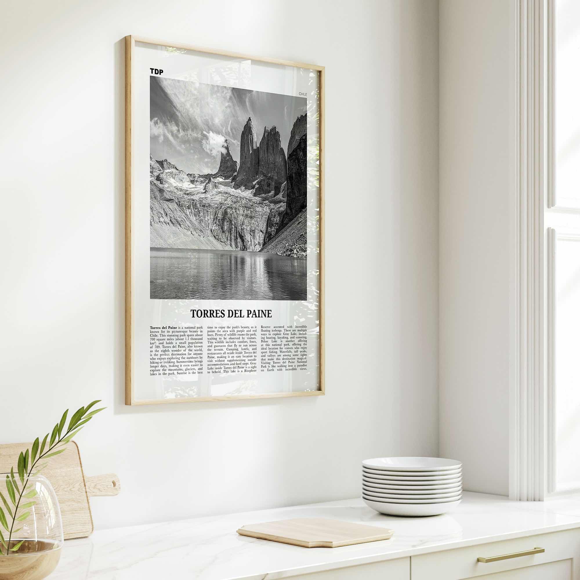 Torres del Paine Print Black and White, Torres del Paine Wall Art, Torres del Paine Poster, Torres del Paine Photo, Chile