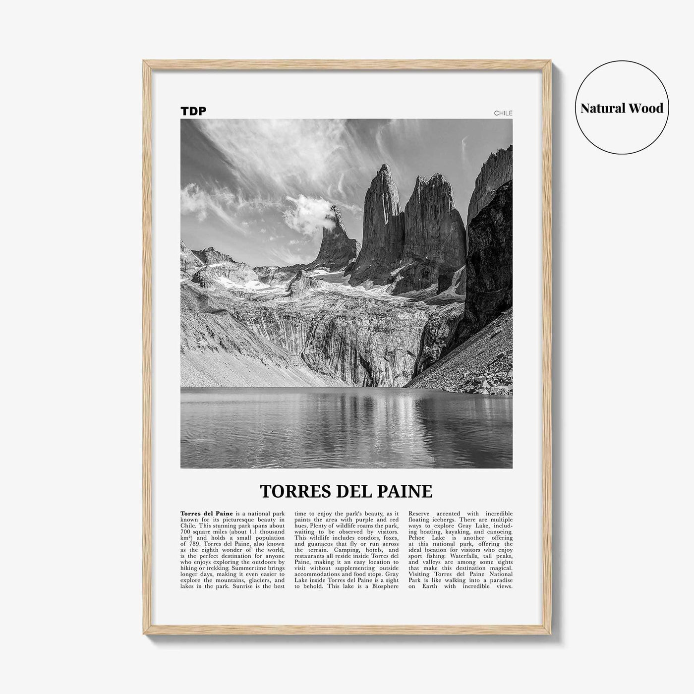 Torres del Paine Print Black and White, Torres del Paine Wall Art, Torres del Paine Poster, Torres del Paine Photo, Chile