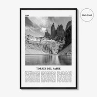 Torres del Paine Print Black and White, Torres del Paine Wall Art, Torres del Paine Poster, Torres del Paine Photo, Chile