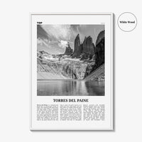Torres del Paine Print Black and White, Torres del Paine Wall Art, Torres del Paine Poster, Torres del Paine Photo, Chile