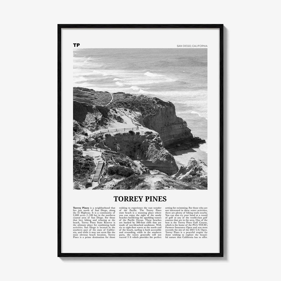 Torrey Pines Print Black and White No 1, Torrey Pines Wall Art, Torrey Pines Beach Poster, Torrey Pines Photo, San Diego, California