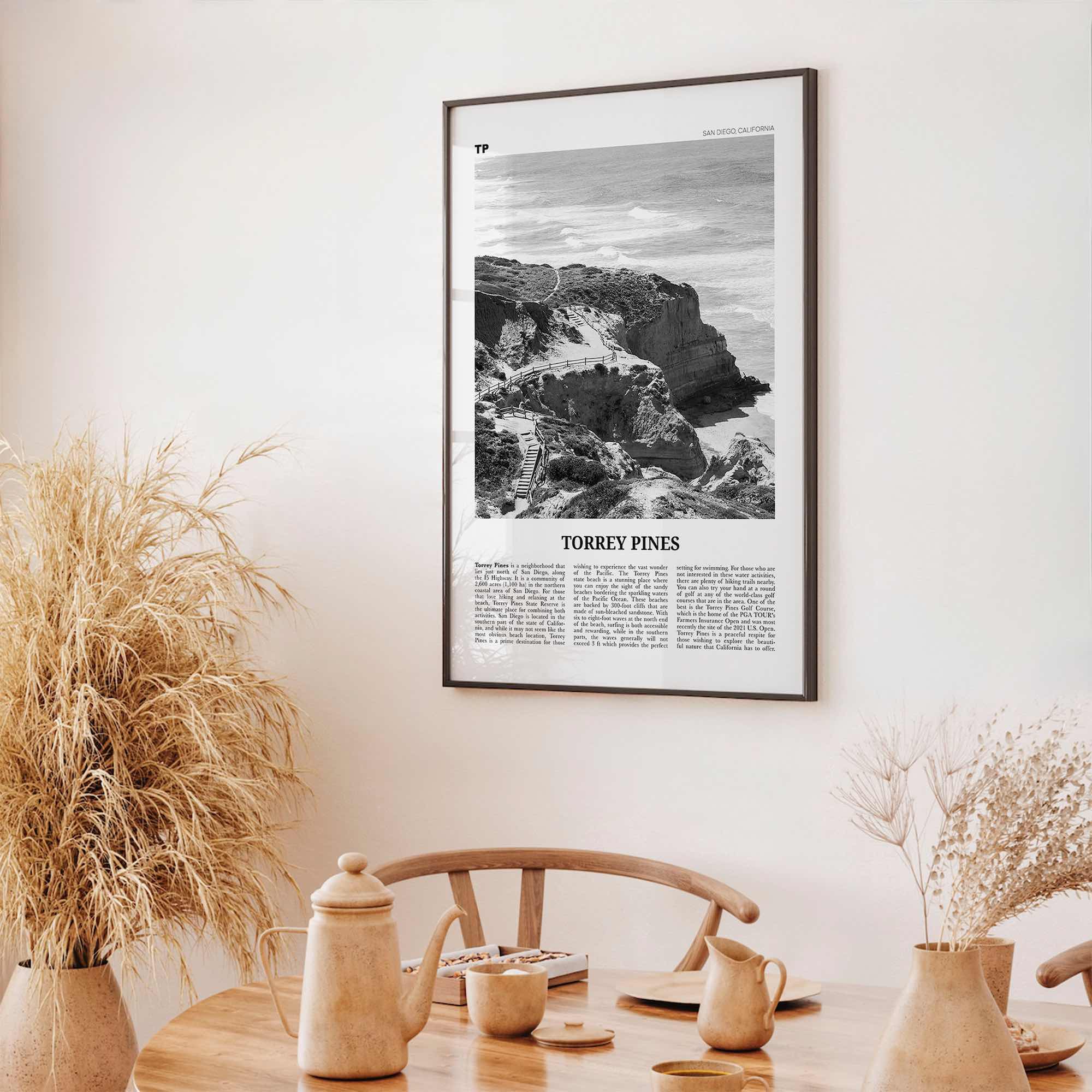 Torrey Pines Print Black and White No 1, Torrey Pines Wall Art, Torrey Pines Beach Poster, Torrey Pines Photo, San Diego, California