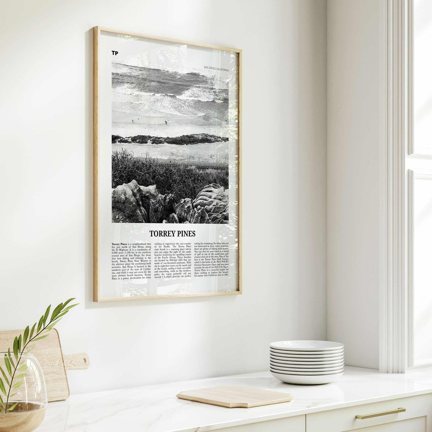 Torrey Pines Print Black and White No 2, Torrey Pines Wall Art, Torrey Pines Beach Poster, Torrey Pines Photo, San Diego, California