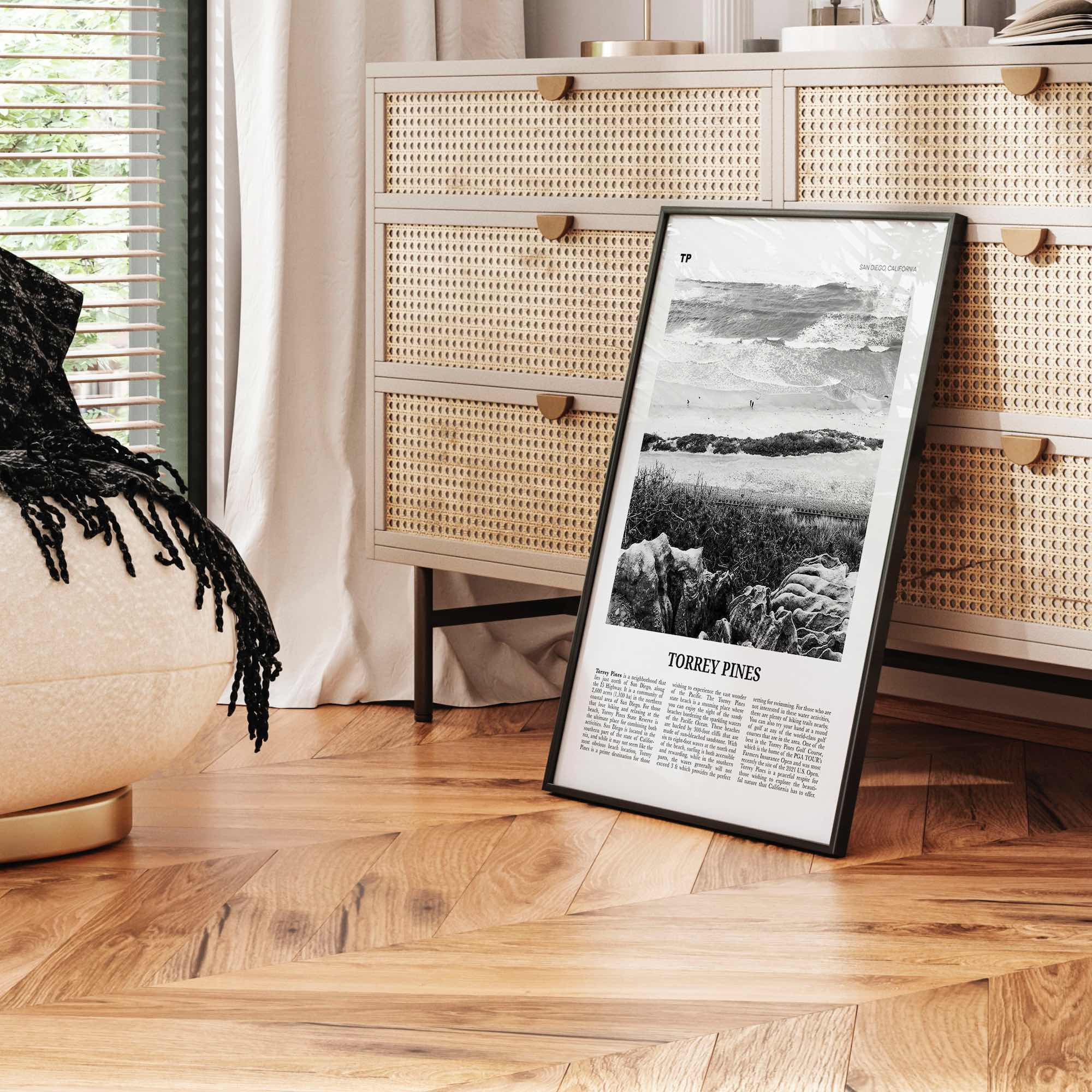 Torrey Pines Print Black and White No 2, Torrey Pines Wall Art, Torrey Pines Beach Poster, Torrey Pines Photo, San Diego, California