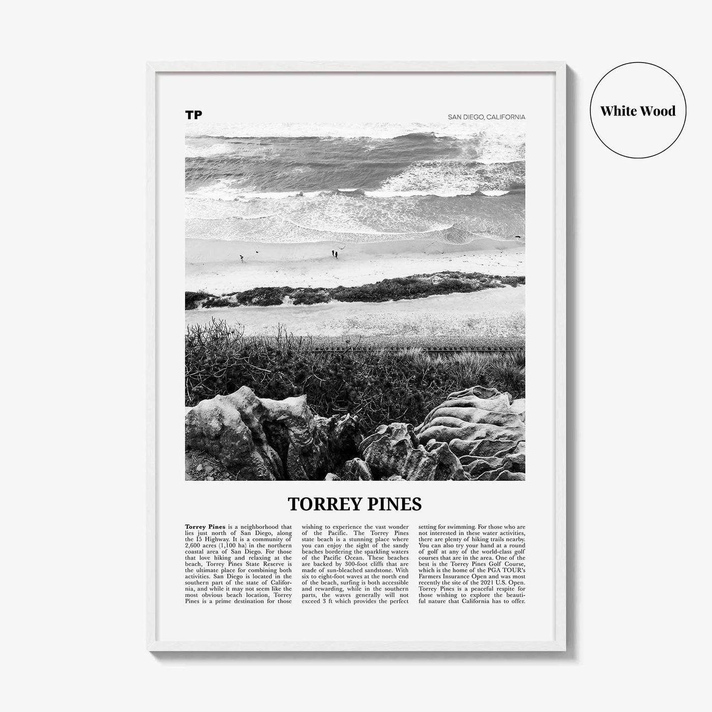Torrey Pines Print Black and White No 2, Torrey Pines Wall Art, Torrey Pines Beach Poster, Torrey Pines Photo, San Diego, California