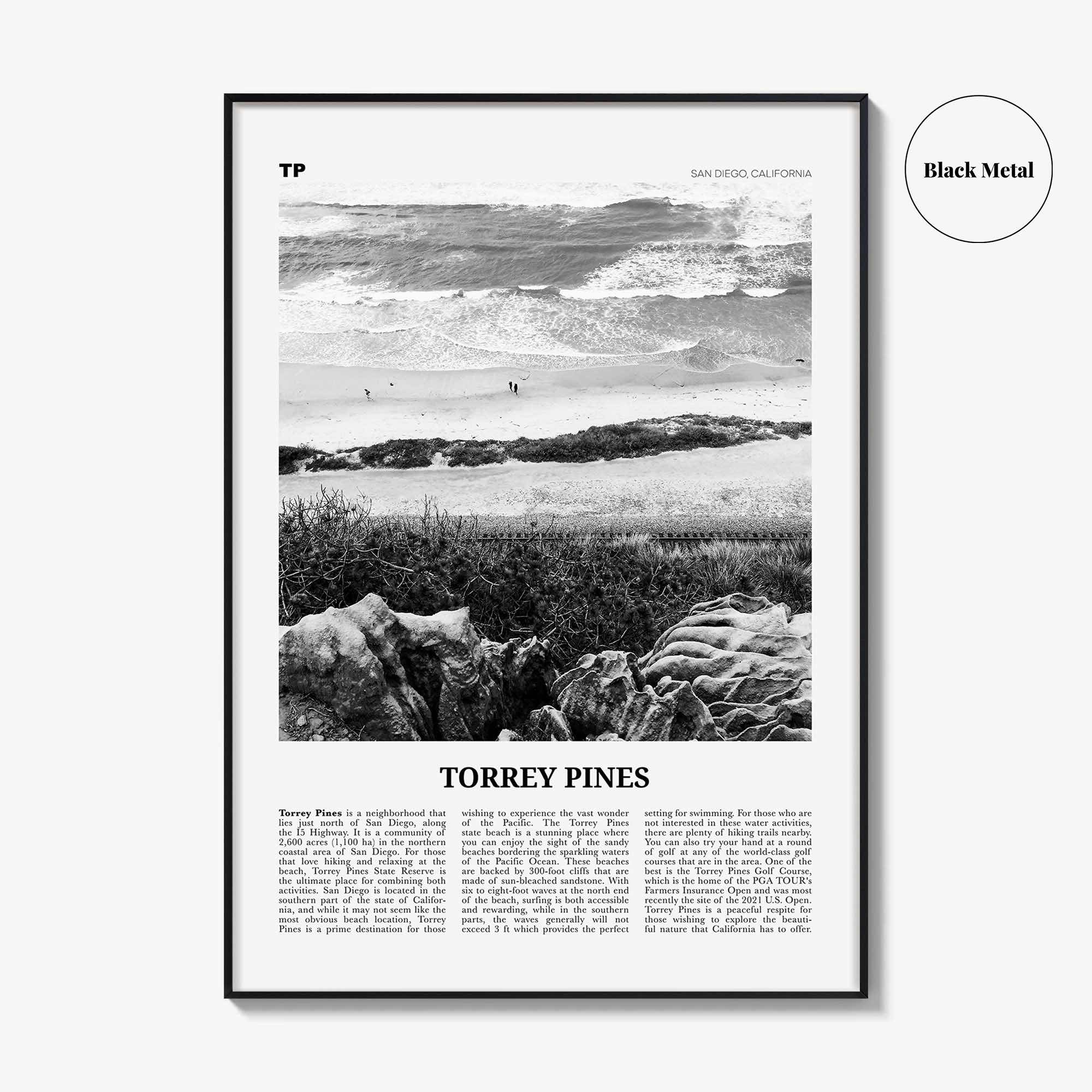 Torrey Pines Print Black and White No 2, Torrey Pines Wall Art, Torrey Pines Beach Poster, Torrey Pines Photo, San Diego, California