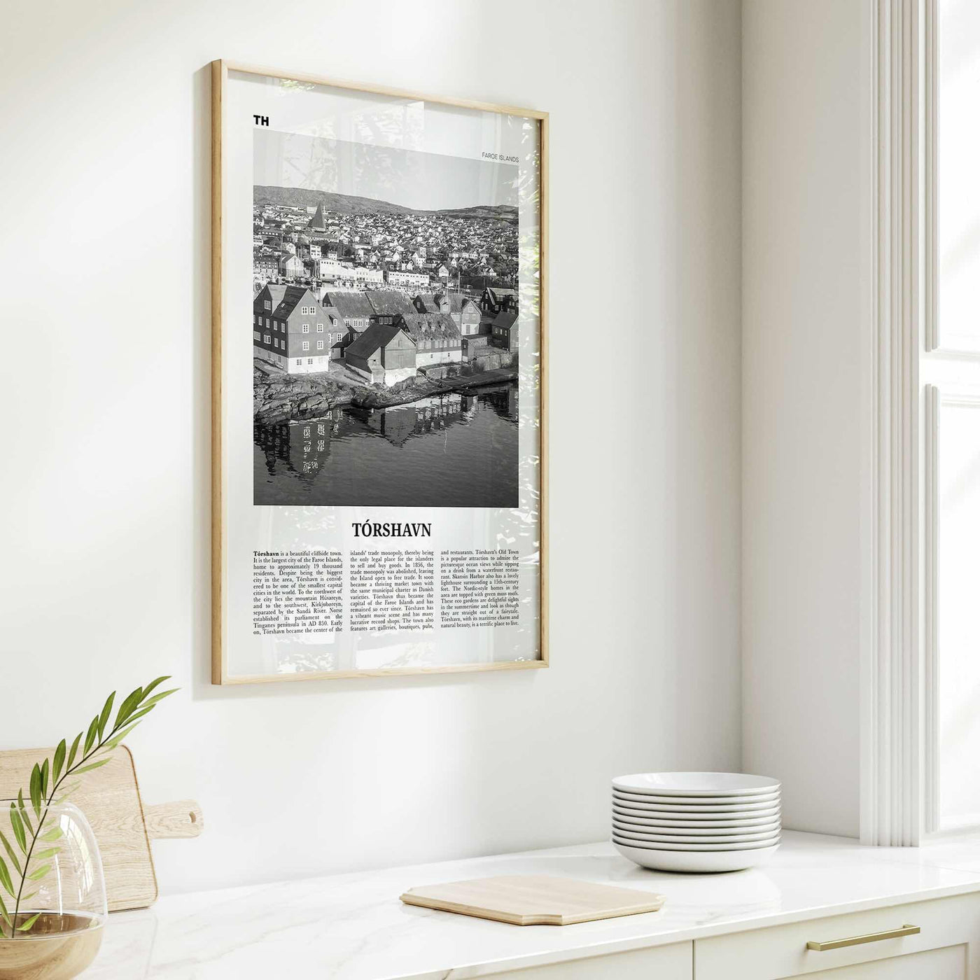 Torshavn Print Black and White, Tórshavn Wall Art, Tórshavn Poster, Tórshavn Photo, Tórshavn Wall Décor, Thorshavn, Faroe Islands