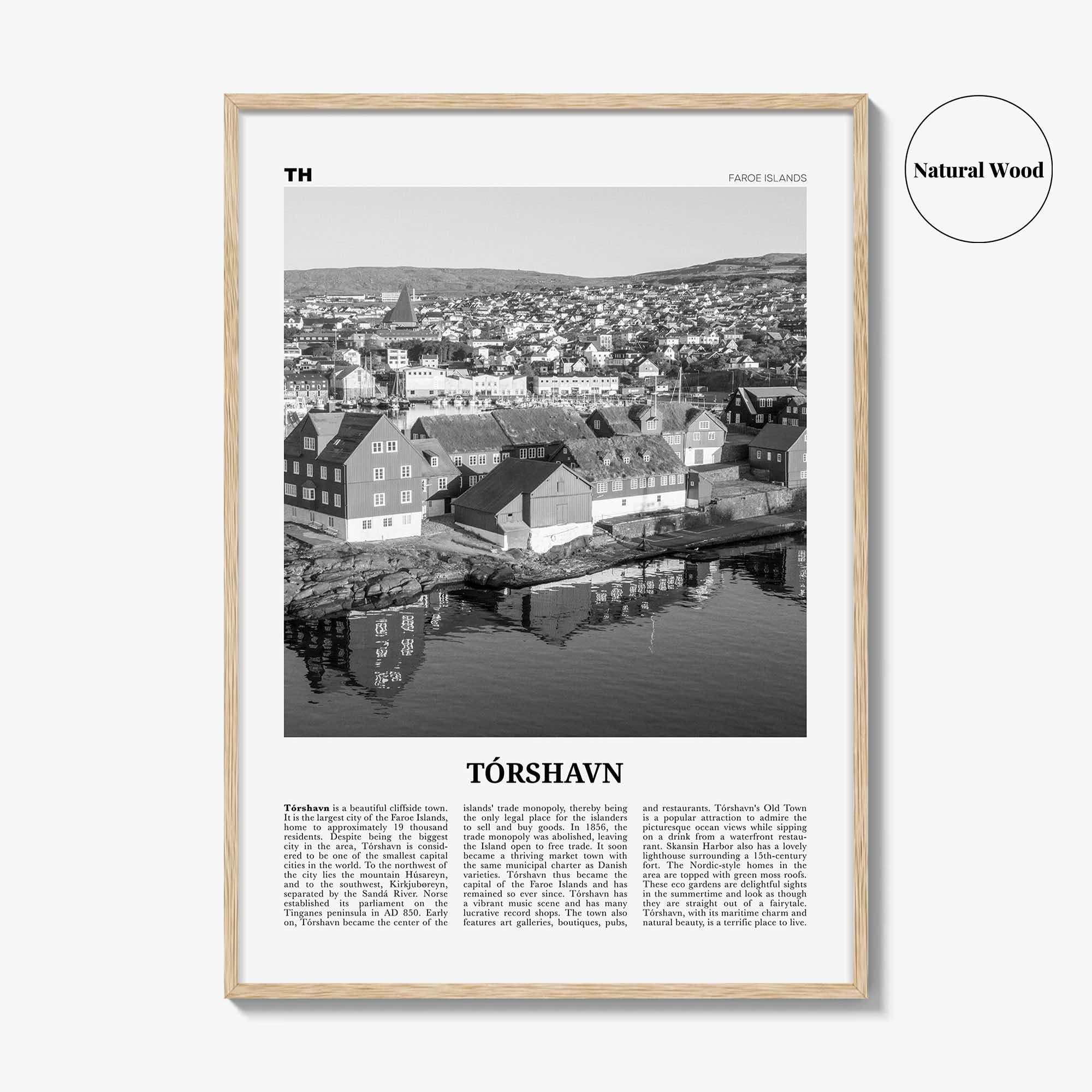 Torshavn Print Black and White, Tórshavn Wall Art, Tórshavn Poster, Tórshavn Photo, Tórshavn Wall Décor, Thorshavn, Faroe Islands