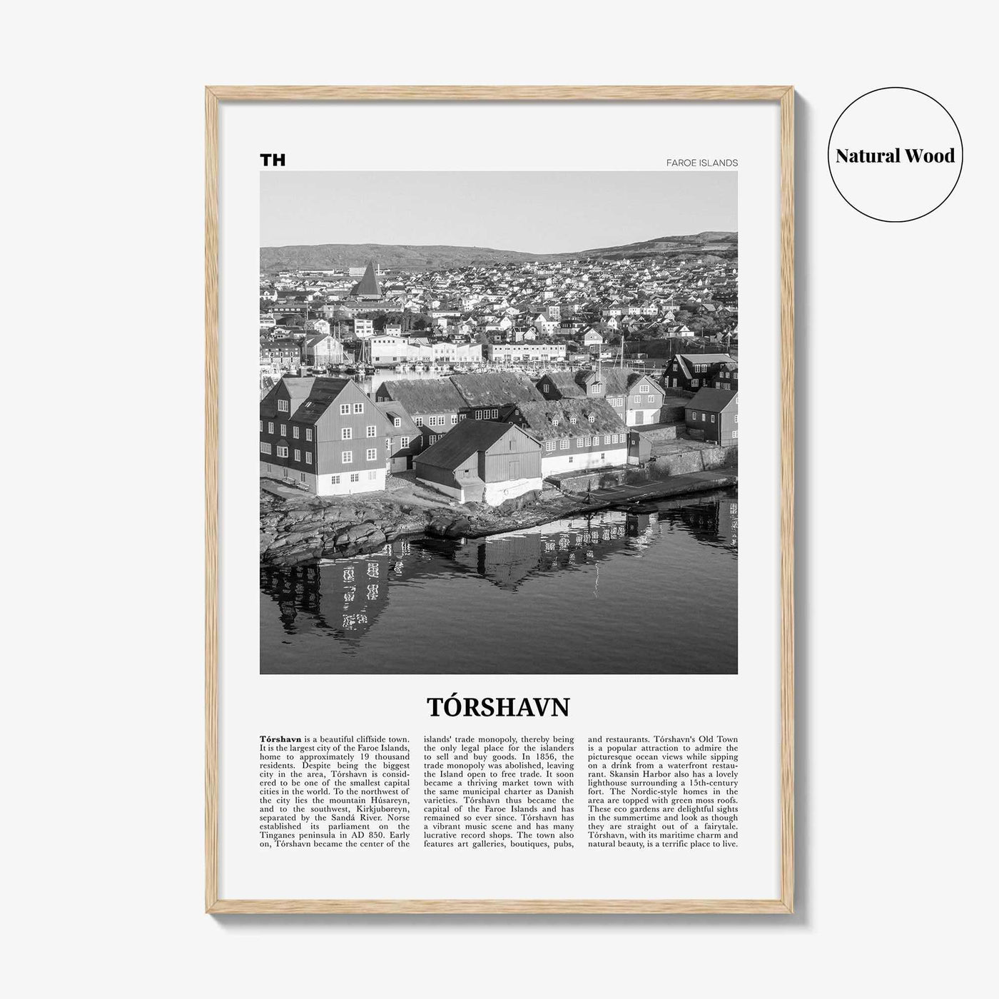 Torshavn Print Black and White, Tórshavn Wall Art, Tórshavn Poster, Tórshavn Photo, Tórshavn Wall Décor, Thorshavn, Faroe Islands