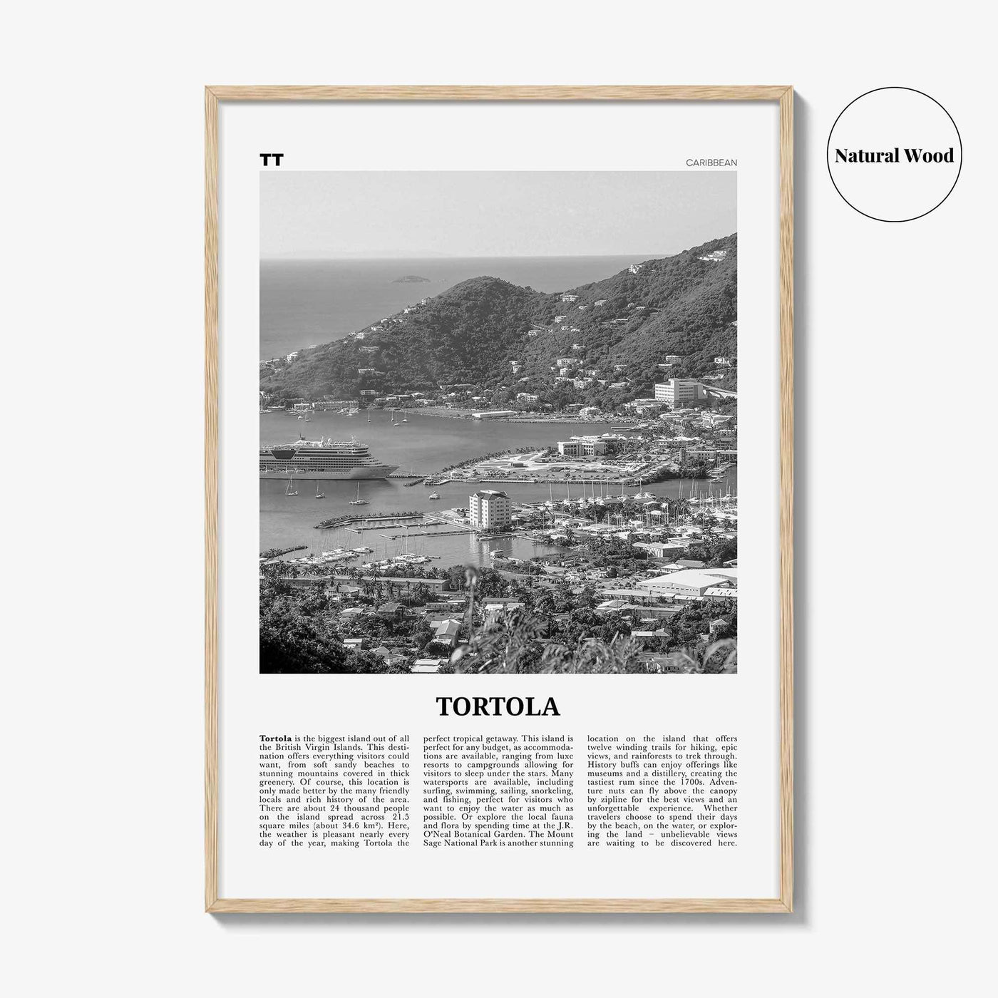Tortola Print Black and White, Tortola Wall Art, Tortola Poster, Tortola Photo, Tortola Wall Décor, Tortola Map, Caribbean