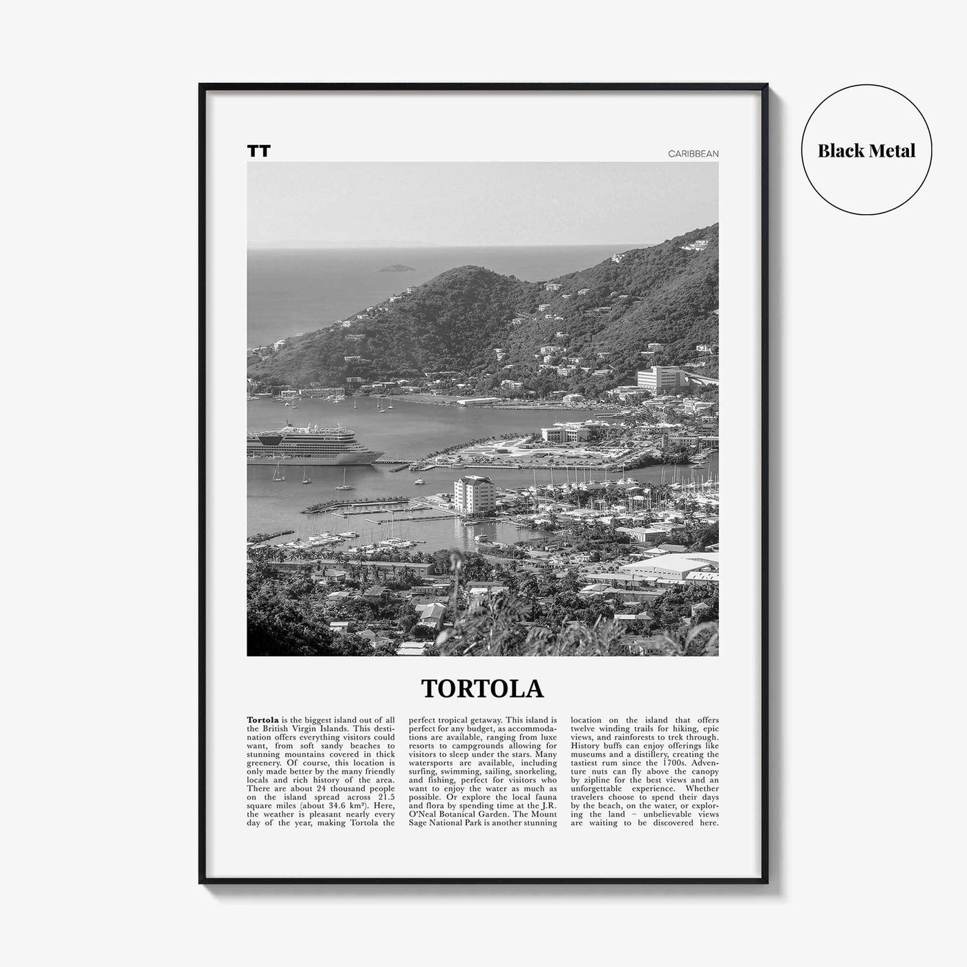 Tortola Print Black and White, Tortola Wall Art, Tortola Poster, Tortola Photo, Tortola Wall Décor, Tortola Map, Caribbean