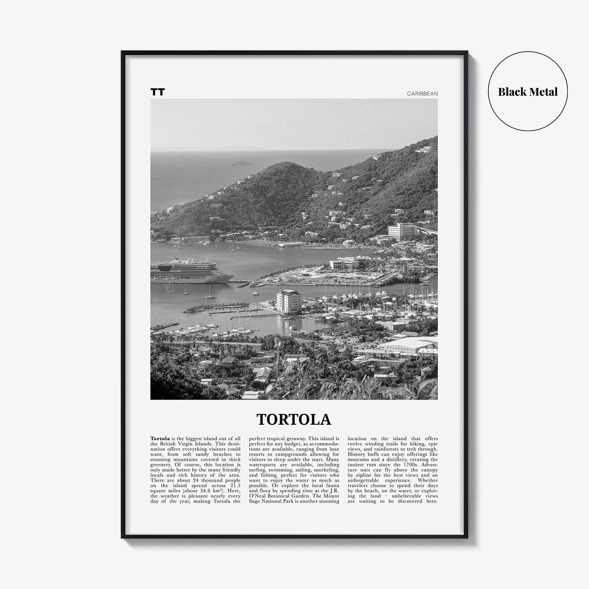 Tortola Print Black and White, Tortola Wall Art, Tortola Poster, Tortola Photo, Tortola Wall Décor, Tortola Map, Caribbean