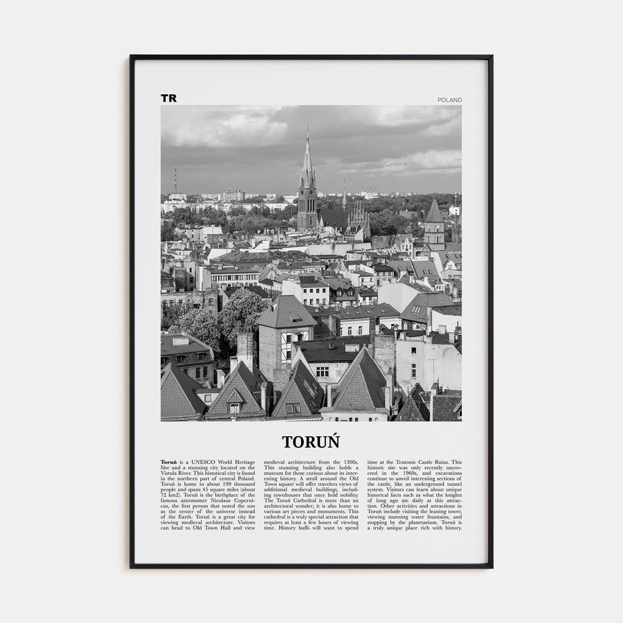 Toruń Travel B&W Poster