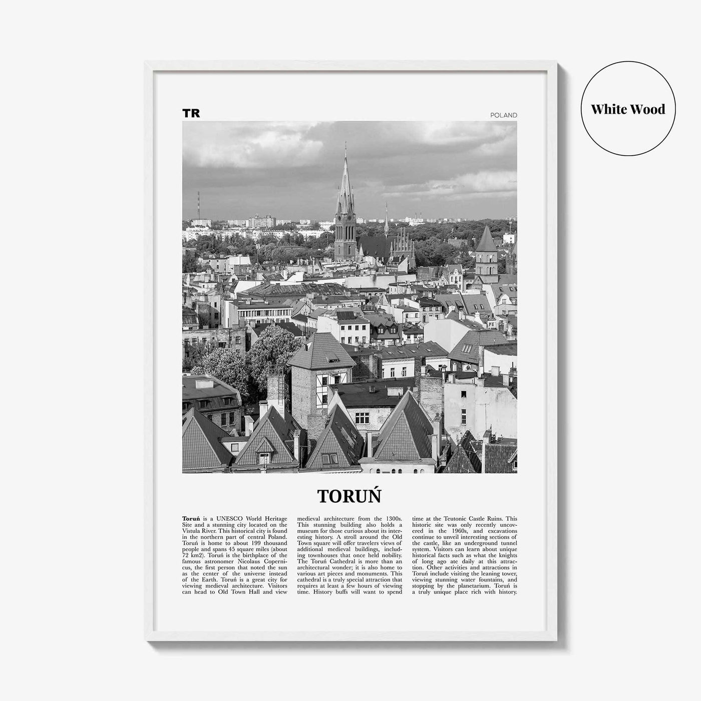 Torun Print Black and White, Toruń Wall Art, Toruń Poster, Toruń Photo, Toruń Wall Décor, Toruń Map, Poland