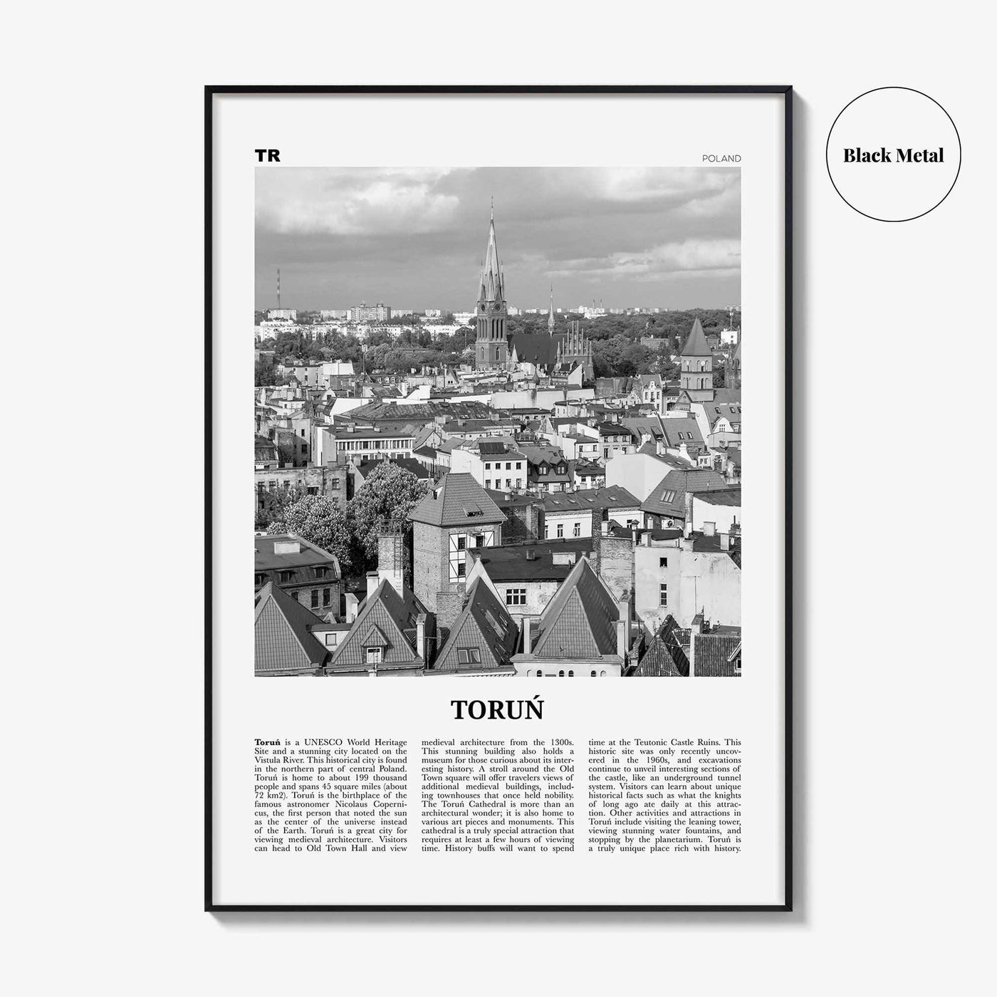 Torun Print Black and White, Toruń Wall Art, Toruń Poster, Toruń Photo, Toruń Wall Décor, Toruń Map, Poland
