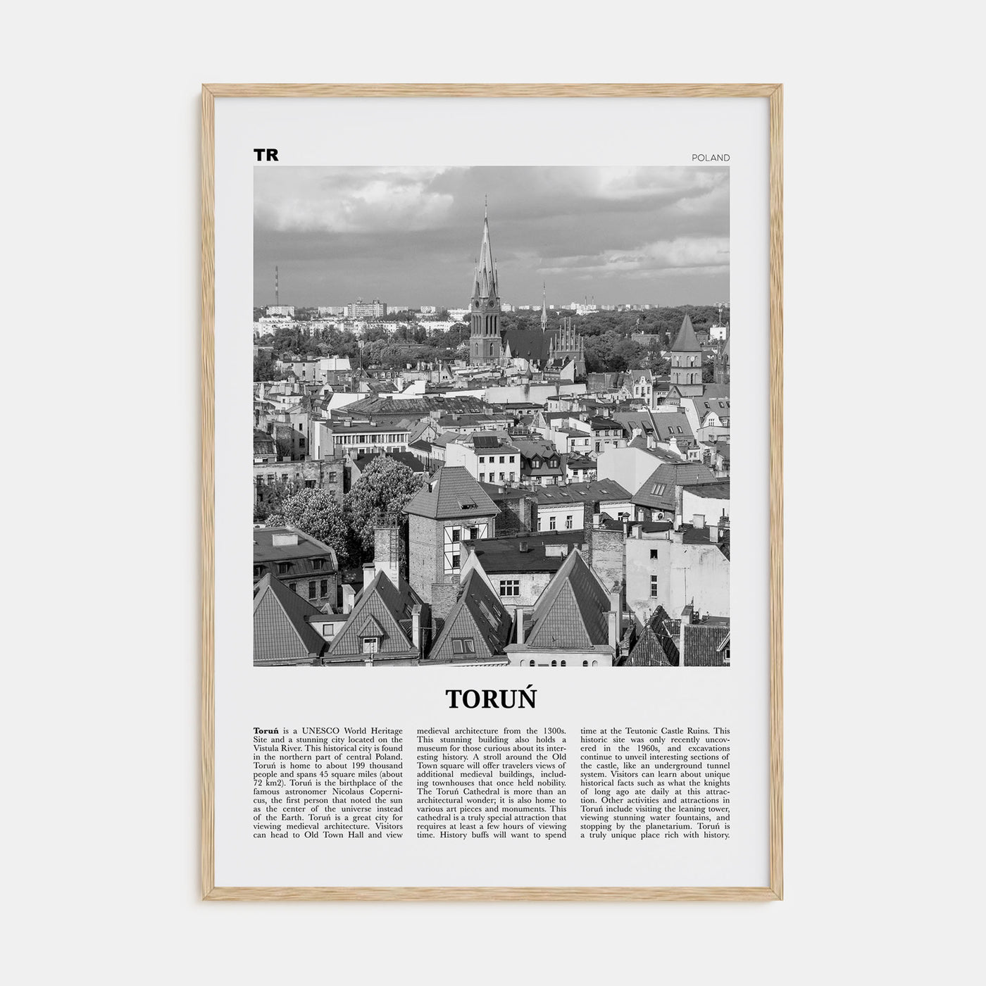 Toruń Travel B&W Poster