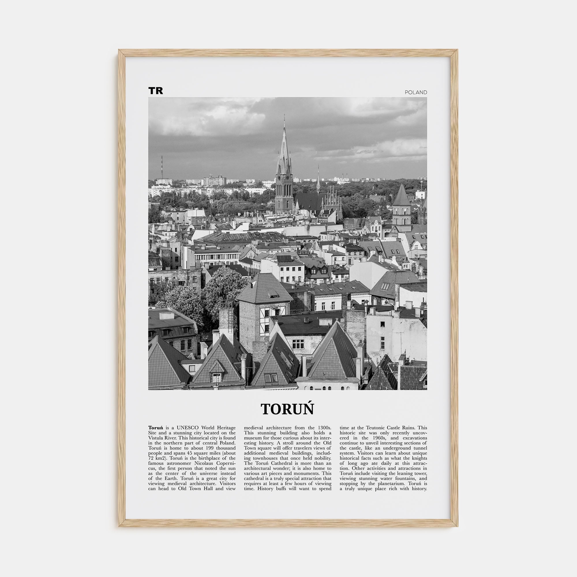 Toruń Travel B&W Poster