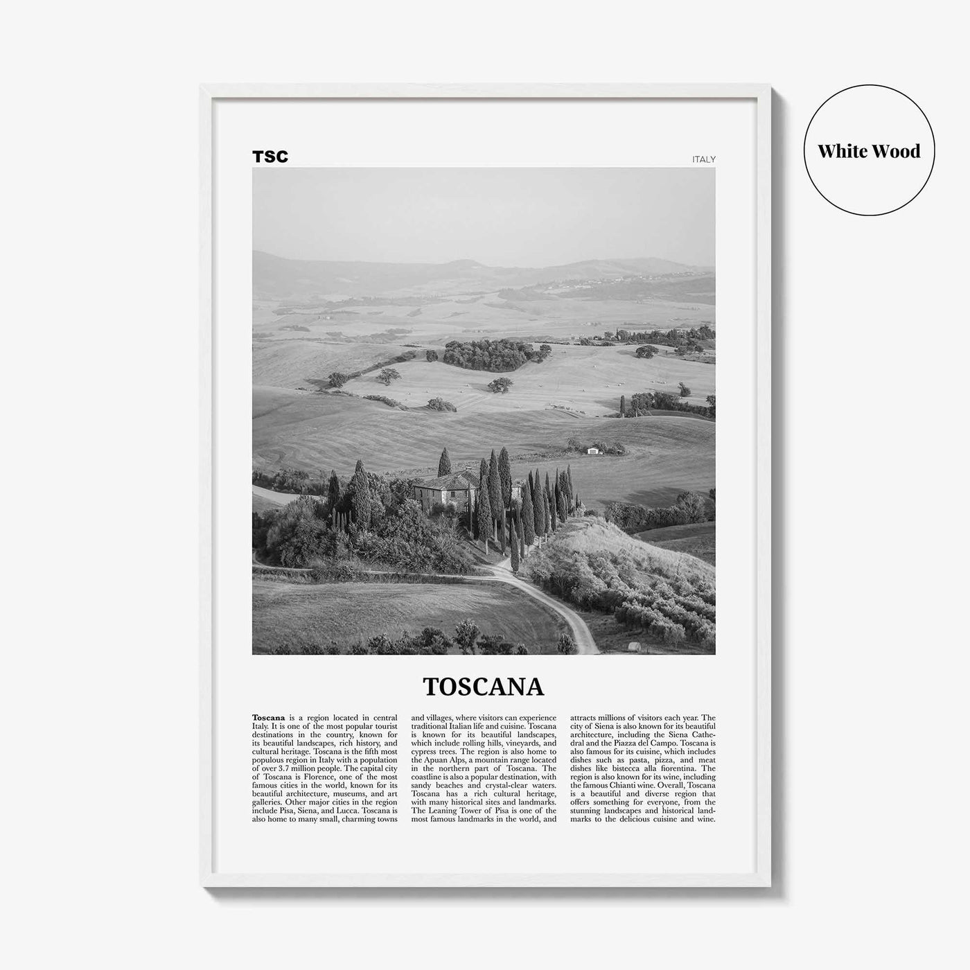 Toscana Print Black and White, Toscana Wall Art, Toscana Poster, Toscana Photo, Toscana Wall Décor, Toscana Map