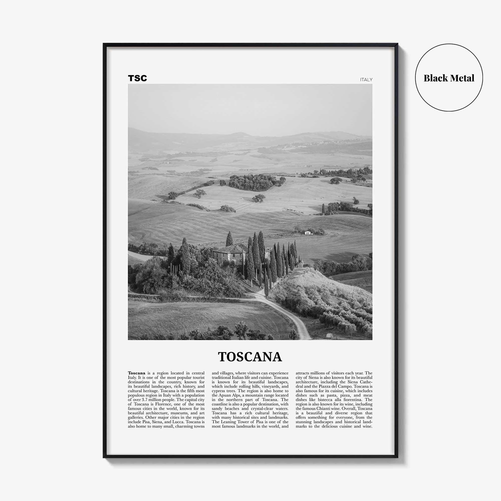 Toscana Print Black and White, Toscana Wall Art, Toscana Poster, Toscana Photo, Toscana Wall Décor, Toscana Map