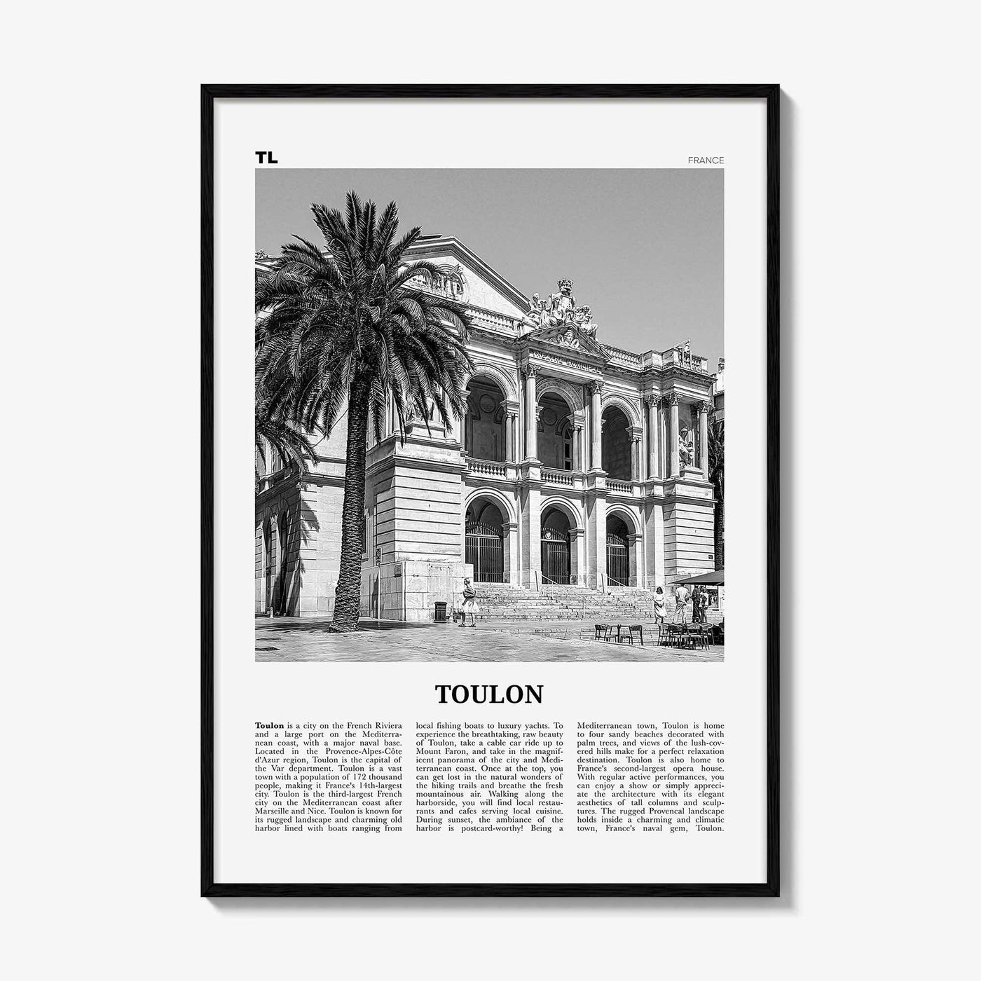 Toulon Print Black and White, Toulon Wall Art, Toulon Poster, Toulon Photo, Toulon Wall Décor, France, Tolon, Alpes-Côte d'Azur