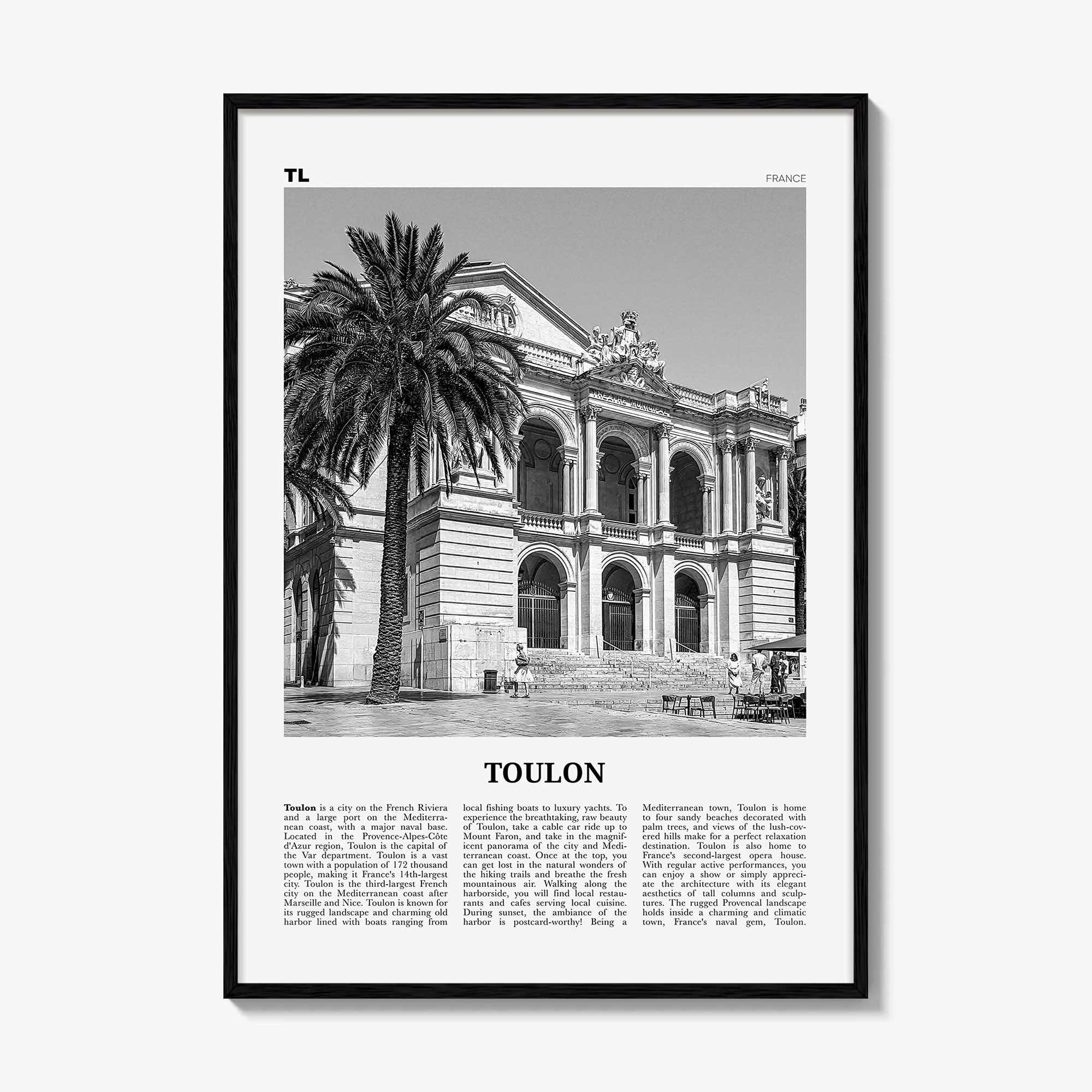 Toulon Print Black and White, Toulon Wall Art, Toulon Poster, Toulon Photo, Toulon Wall Décor, France, Tolon, Alpes-Côte d'Azur