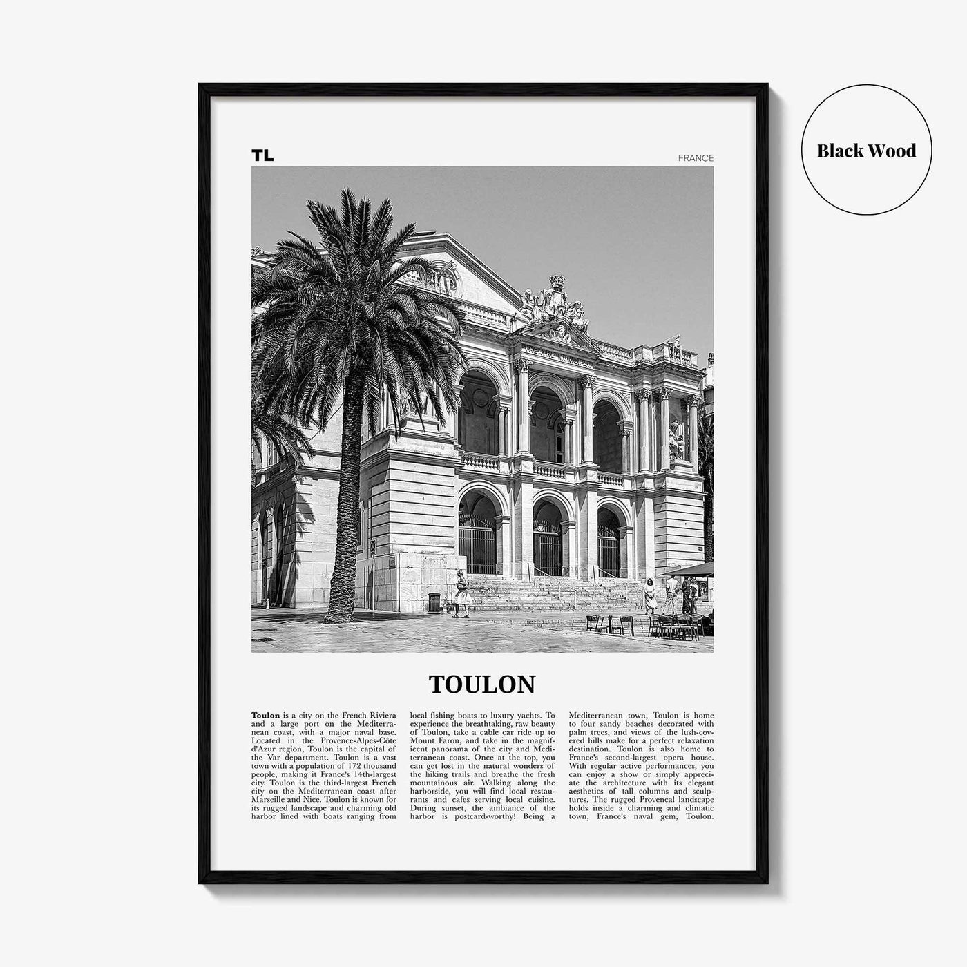 Toulon Print Black and White, Toulon Wall Art, Toulon Poster, Toulon Photo, Toulon Wall Décor, France, Tolon, Alpes-Côte d'Azur